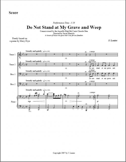 Do Not Stand at My Grave and Weep page 1
